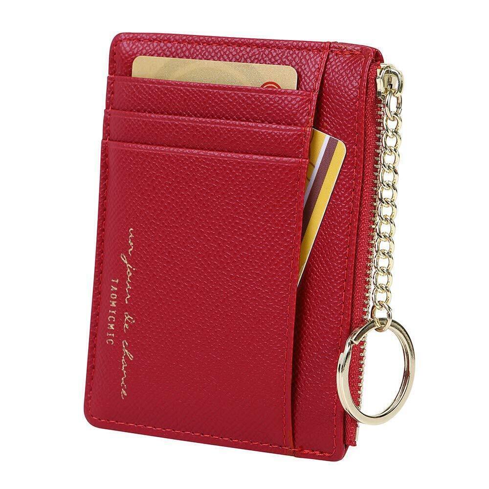 3398 8 Cards Slim Minimalist Card Holder Coin Changes Purse Keychain Front